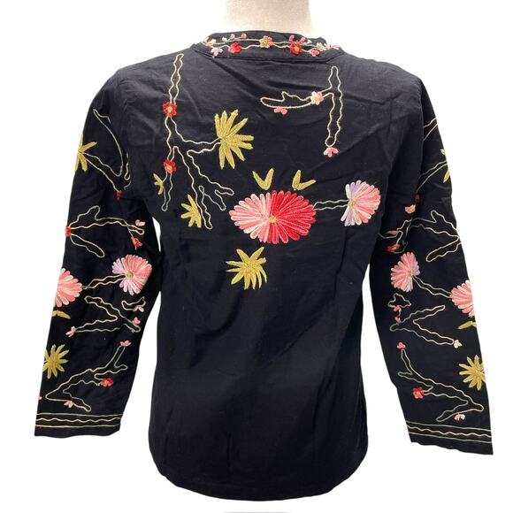 Vintage BFA Classics Cotton Flax Floral Embroidered Jacket Art to Wear SP - Picture 4 of 7